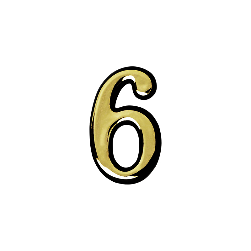 Цифра на дверь 55 мм 6 (9) золото