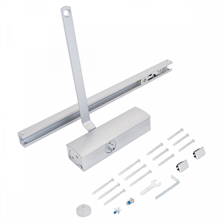 NOTEDO Доводчик дверной DC-075 SL+HO SILVER со скользящей тягой, с фикс. до 60 кг (10)