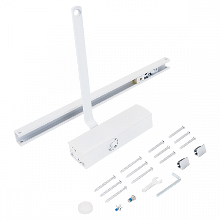 NOTEDO Доводчик дверной DC-075 SL+HO WHITE со скользящей тягой, с фикс. до 60 кг (10)
