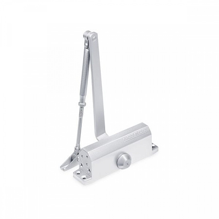 NOTEDO Доводчик дверной DC-090-НО с фиксатором SILVER 60-130 кг сереб. (10)