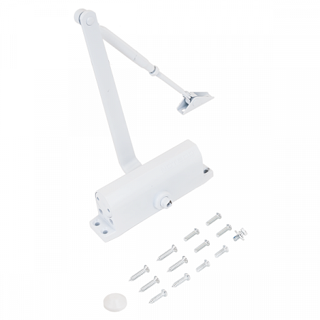 NOTEDO Доводчик дверной DC-090-НО с фиксатором WHITE 60-130 кг белый (10)